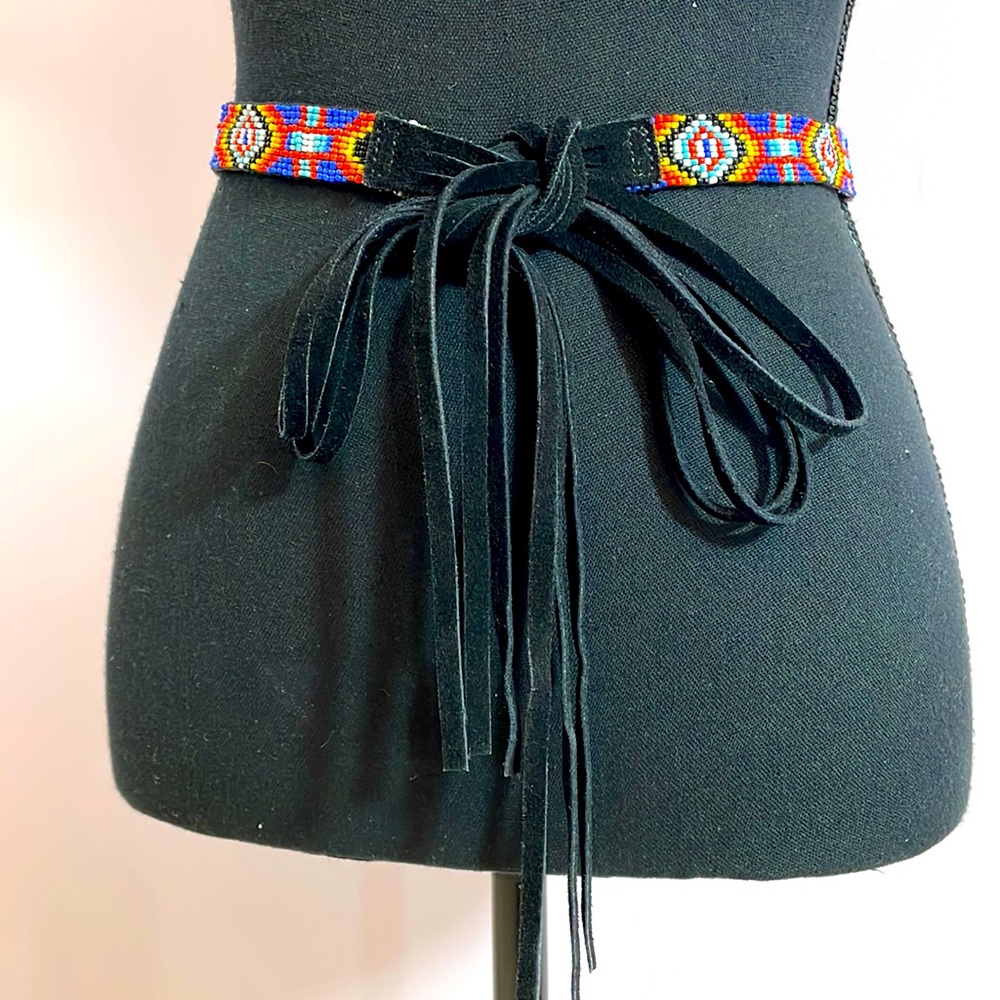 Western style beaded suede belt